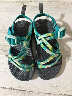 Chaco Teal, Yellow & Cream Strappy Sandals Size 12